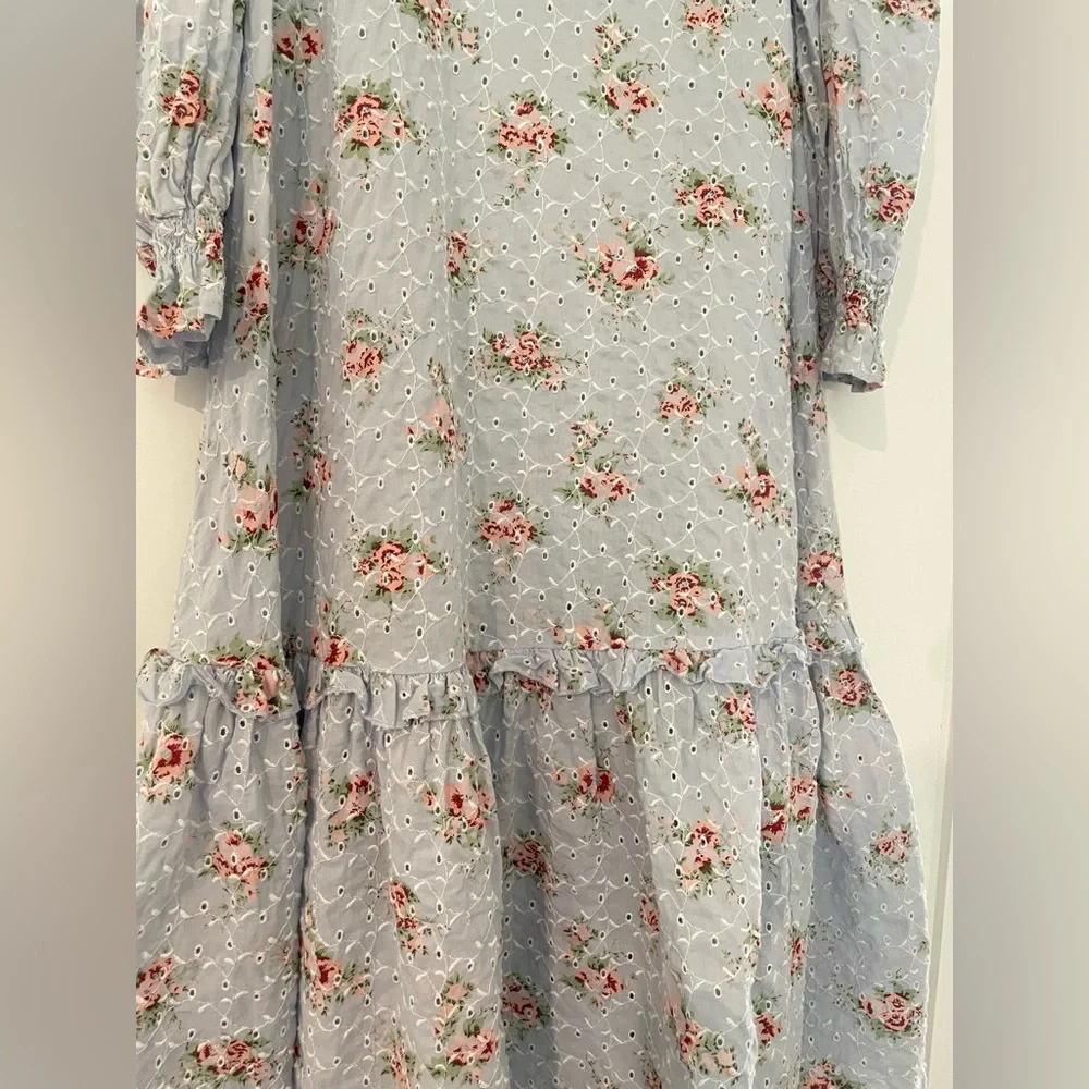ASOS Blue Floral Embroidered Dress - Picture 8 of 12